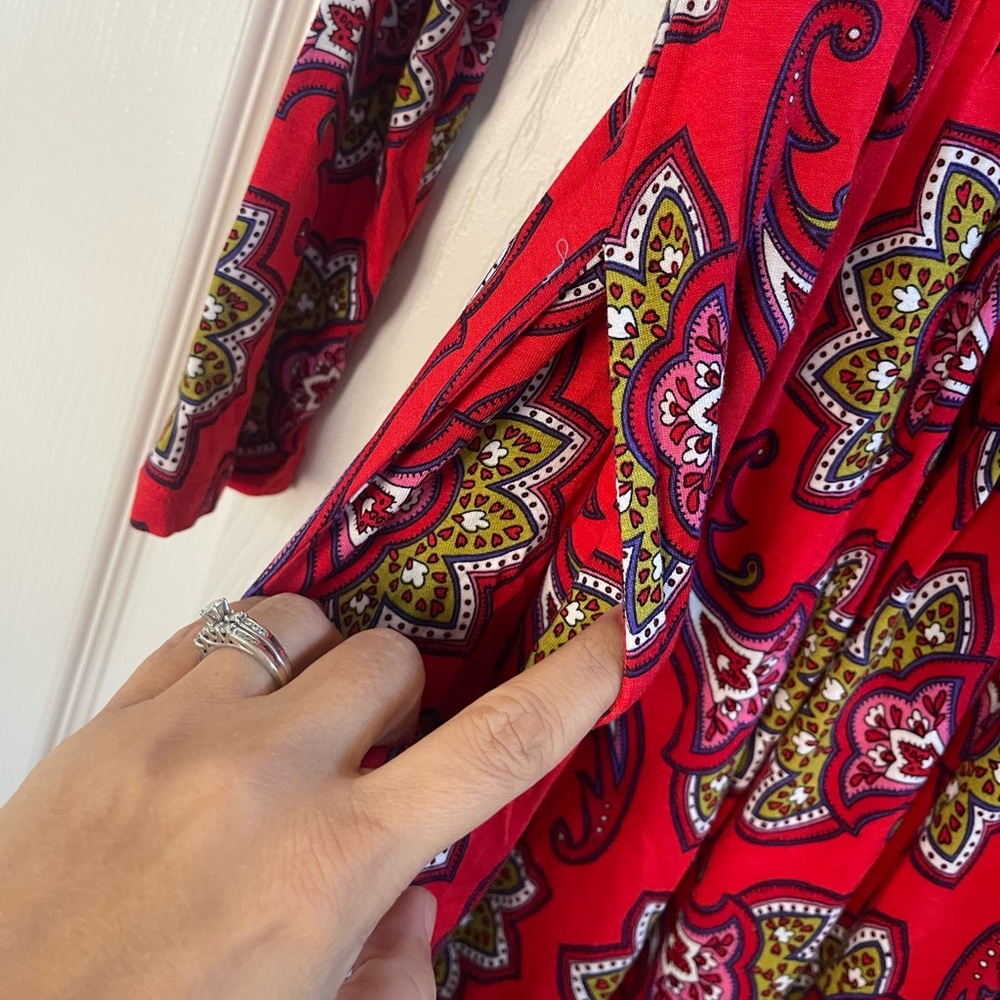Women’s Boden Thea Long Sleeve Paisley Print Midi Dress Red Size 10R - Picture 6 of 9